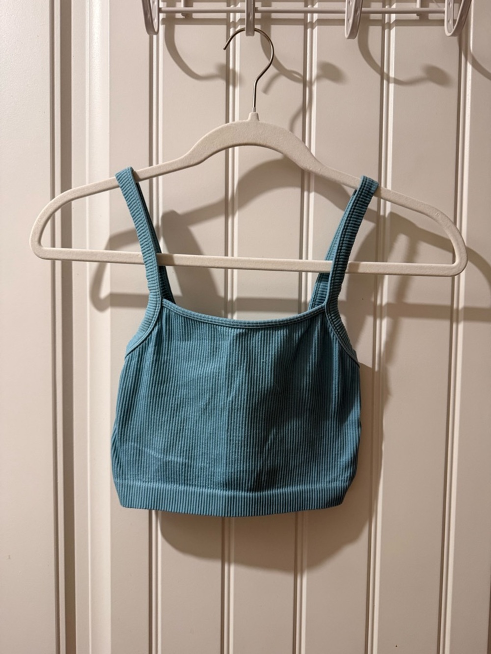 Ribbed Blue Cropped Tank Top
